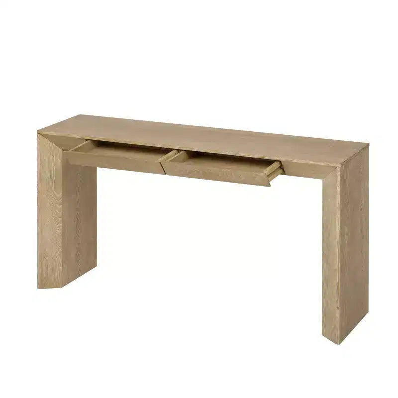Consolle in legno con cassetti – Tavolo da ingresso/divano con contenitore, finitura naturale