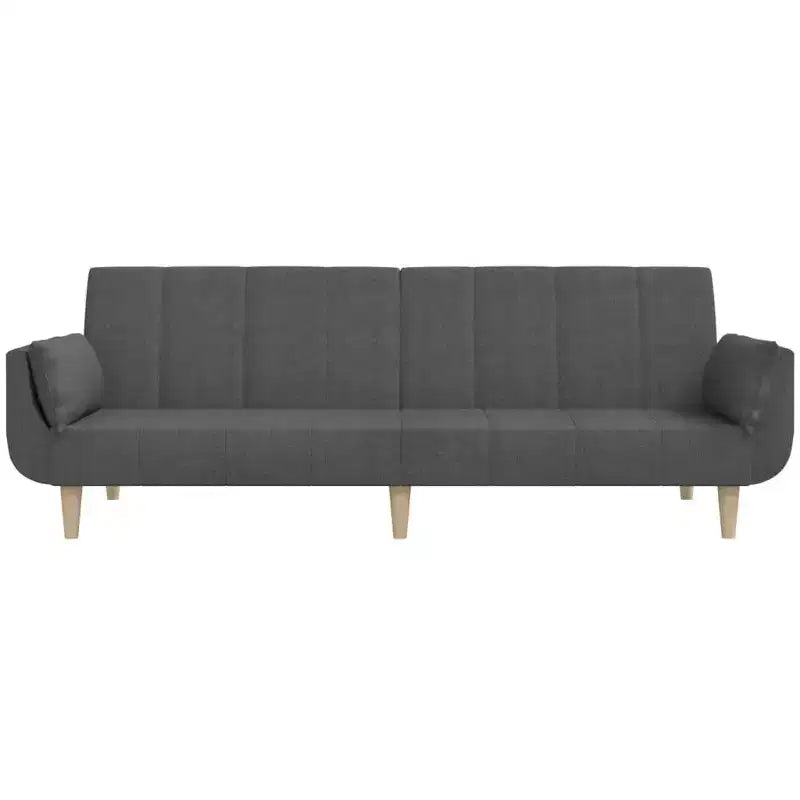 Divano Letto 2 Posti in Tessuto con Due Cuscini – Divano Letto Pieghevole Nero, Design Salvaspazio