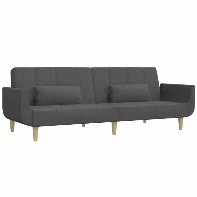 Divano Letto 2 Posti in Tessuto con Due Cuscini – Divano Letto Pieghevole Nero, Design Salvaspazio