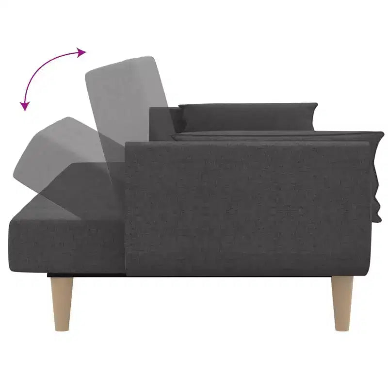 Divano Letto 2 Posti in Tessuto con Due Cuscini – Divano Letto Pieghevole Nero, Design Salvaspazio