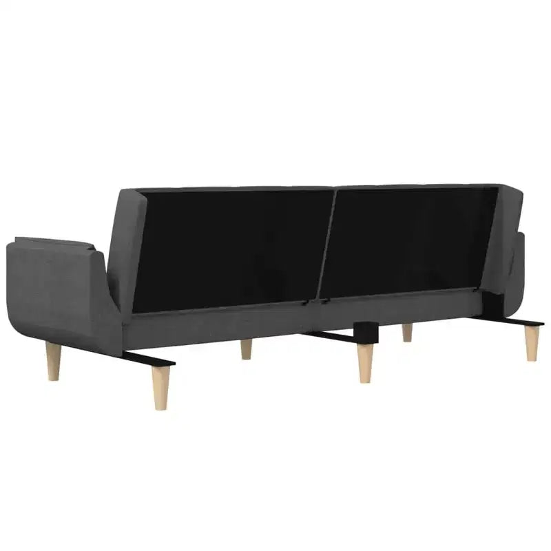 Divano Letto 2 Posti in Tessuto con Due Cuscini – Divano Letto Pieghevole Nero, Design Salvaspazio