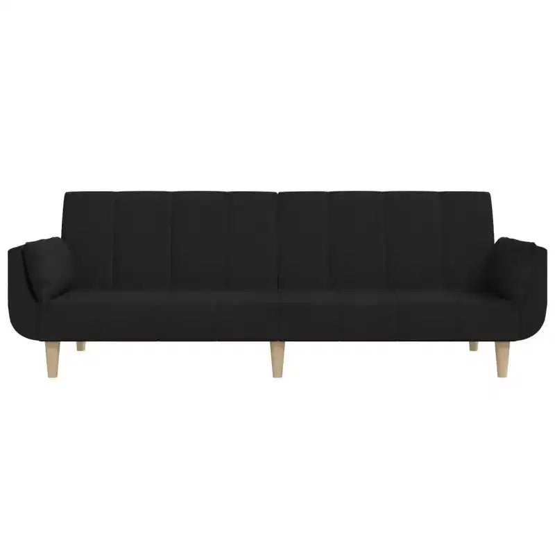 Divano Letto 2 Posti in Tessuto con Due Cuscini – Divano Letto Pieghevole Nero, Design Salvaspazio