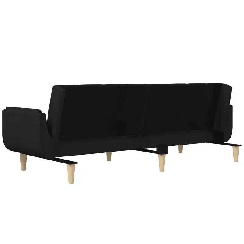 Divano Letto 2 Posti in Tessuto con Due Cuscini – Divano Letto Pieghevole Nero, Design Salvaspazio