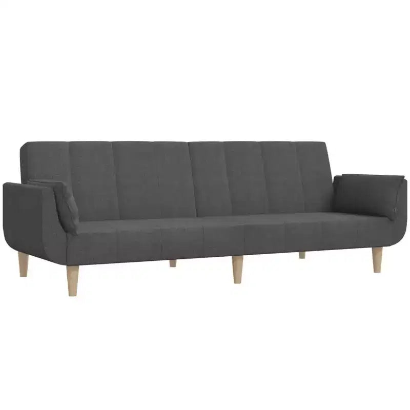 Divano Letto 2 Posti in Tessuto con Due Cuscini – Divano Letto Pieghevole Nero, Design Salvaspazio