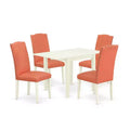 HomeStock 5-Pc Linen White Finish Solid Wood Top - Dining Room Set - Seats 4