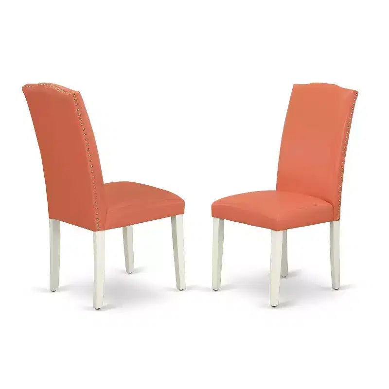 Set da Pranzo 5 Pezzi in Legno Massello Finitura Bianco Lino – Tavolo Rotondo e 4 Sedie, Posti a Sedere per 4