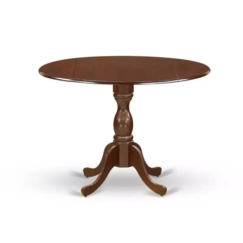 Set da pranzo in legno massello con finitura mogano, 3 pezzi – Tavolo rotondo e 2 sedie, 2 posti a sedere