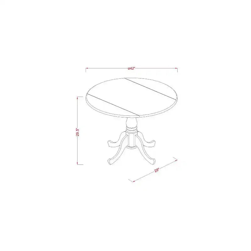 Set da pranzo in legno massello con finitura mogano, 3 pezzi – Tavolo rotondo e 2 sedie, 2 posti a sedere