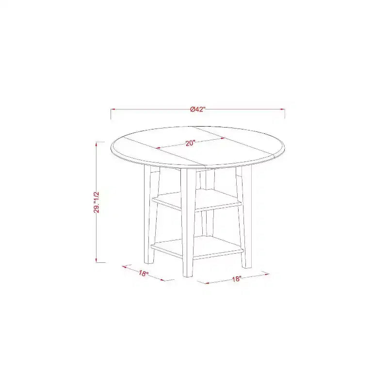 Set da pranzo rotondo in legno massello con finitura bianca lino a 5 pezzi – 4 posti a sedere