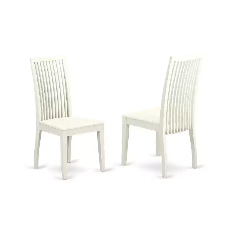 Set Tavolo da Pranzo Rotondo in Legno Massello Finitura Bianco Lino – 3 Pezzi – 2 Posti