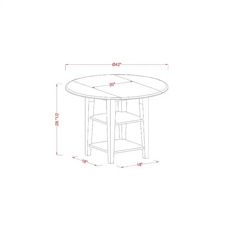 Set Tavolo da Pranzo Rotondo in Legno Massello Finitura Bianco Lino – 3 Pezzi – 2 Posti