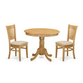 3-Piece Natural Oak Finish Solid Wood Top - Dining Room Set - Seats 4
