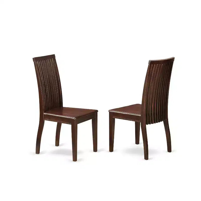 Set Sala da Pranzo Rotondo in Legno Massello con Finitura Mogano, 5 Pezzi – 4 Posti