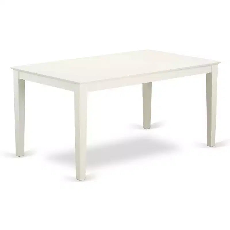 Set da pranzo in legno massello rettangolare a 5 pezzi, finitura bianco lino – 4 posti a sedere