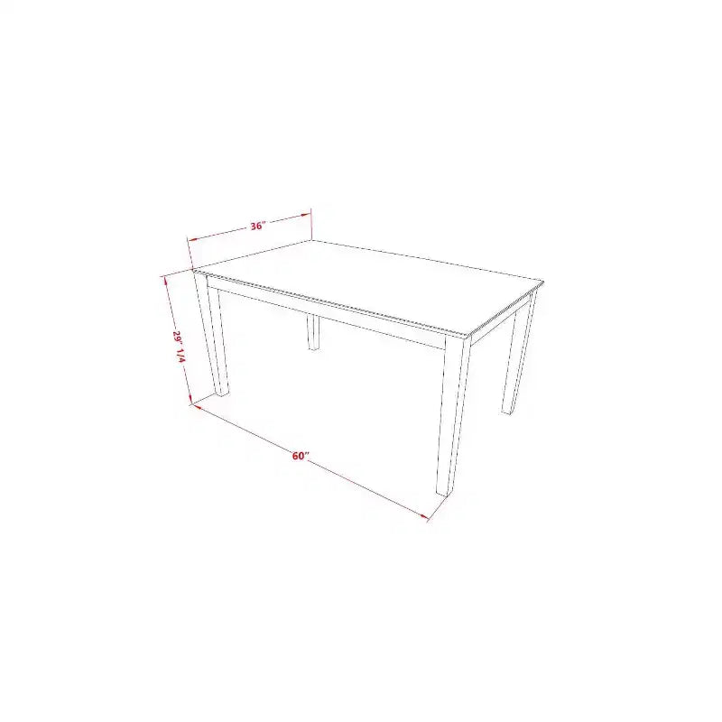 Set da pranzo in legno massello rettangolare a 5 pezzi, finitura bianco lino – 4 posti a sedere
