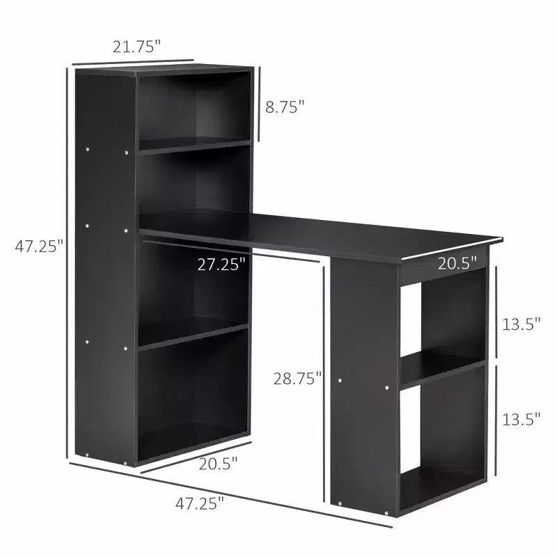 Scrivania per Computer con Scaffali portaoggetti a 6 Livelli – Postazione di Lavoro da Ufficio Domestico con Libreria