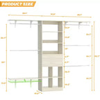 Sistema Organizer per armadio da 2,4 metri con cassetti in legno, scomparti e 5 aste appendiabiti – Armadio bianco