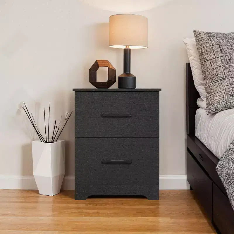 Comodino a 2 Cassetti con Spazio Contenitore – Tavolino da Notte Moderno Grigio Chiaro, 47,5 cm L x 39,9 cm P x 60,2 cm A