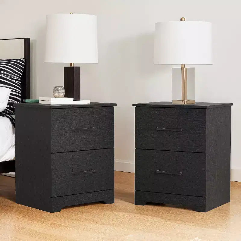 Comodino a 2 Cassetti con Spazio Contenitore – Tavolino da Notte Moderno Grigio Chiaro, 47,5 cm L x 39,9 cm P x 60,2 cm A