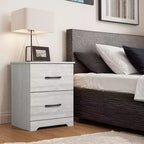 Comodino a 2 Cassetti con Spazio Contenitore – Tavolino da Notte Moderno Grigio Chiaro, 47,5 cm L x 39,9 cm P x 60,2 cm A