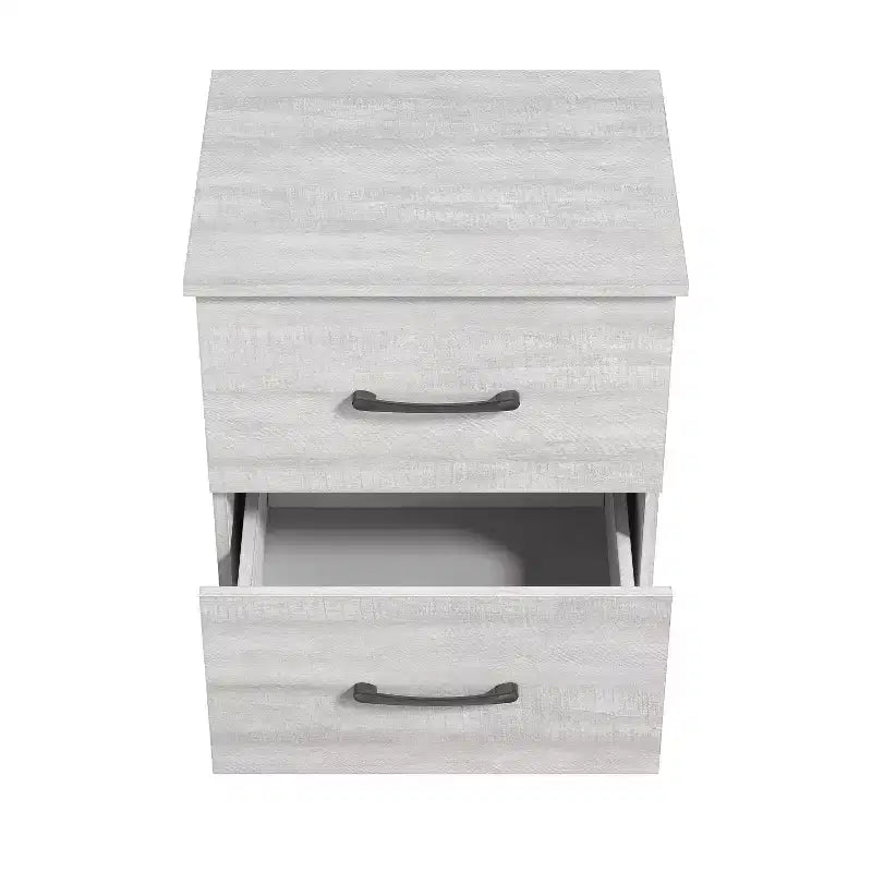 Comodino a 2 Cassetti con Spazio Contenitore – Tavolino da Notte Moderno Grigio Chiaro, 47,5 cm L x 39,9 cm P x 60,2 cm A