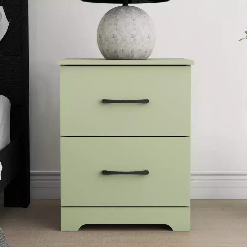 Comodino a 2 Cassetti con Spazio Contenitore – Tavolino da Notte Moderno Grigio Chiaro, 47,5 cm L x 39,9 cm P x 60,2 cm A