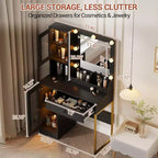 Toeletta da trucco con specchio, prese AC e porte USB integrate, cassetti e vano contenitore