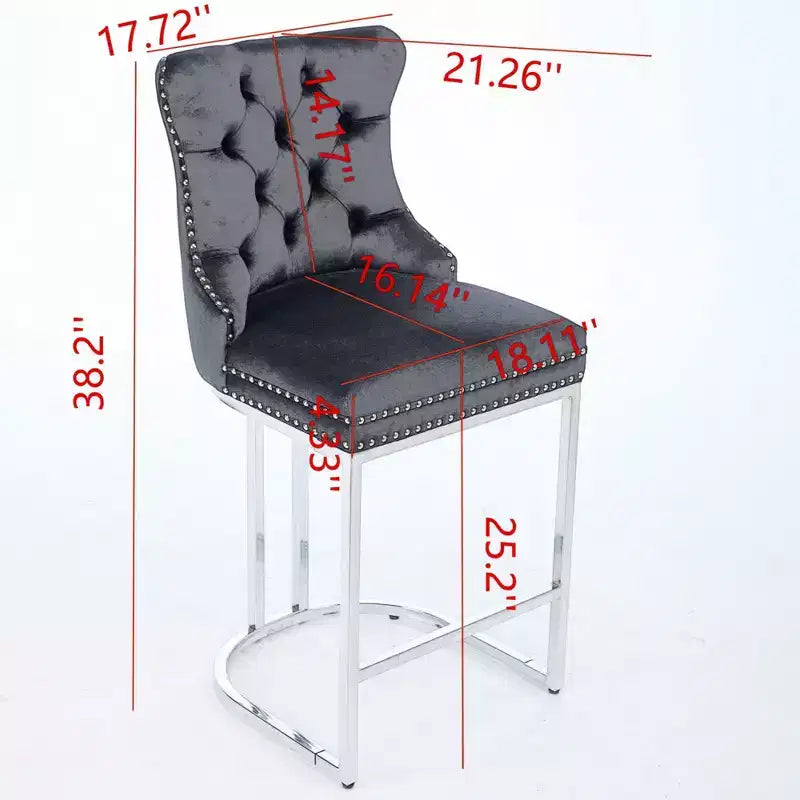 Set di 2 sgabelli da bancone da 66 cm – Sgabelli da bar moderni in velluto con gambe in metallo per cucina e bar