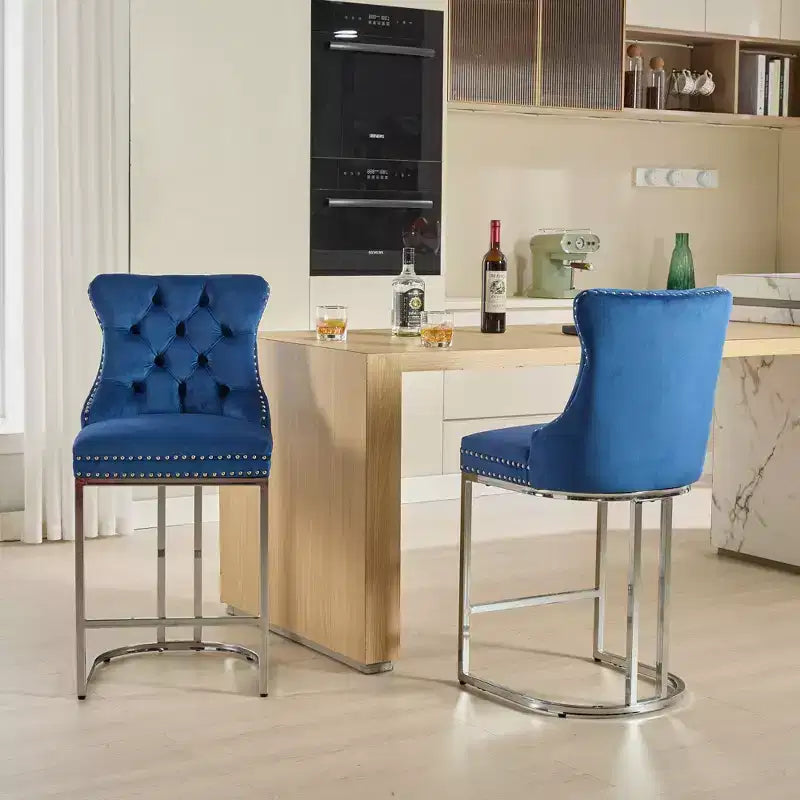 Set di 2 sgabelli da bancone da 66 cm – Sgabelli da bar moderni in velluto con gambe in metallo per cucina e bar