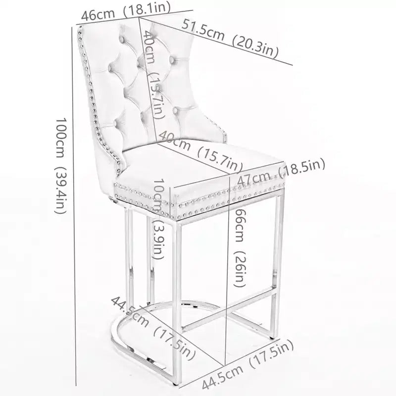 Set di 2 sgabelli da bancone da 66 cm – Sgabelli da bar moderni in velluto con gambe in metallo per cucina e bar