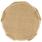 Tavolino da Caffè Rotondo in Rattan – Finitura Naturale Beige Marrone Miele, Nessun Montaggio Richiesto