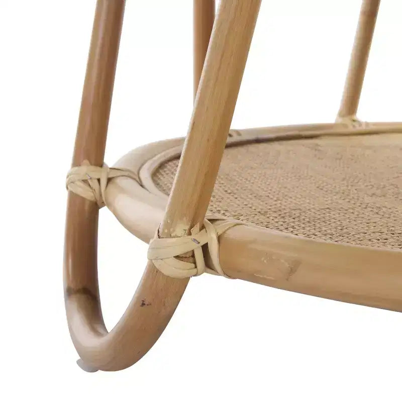 Tavolino da Caffè Rotondo in Rattan – Finitura Naturale Beige Marrone Miele, Nessun Montaggio Richiesto