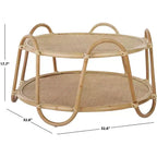 Tavolino da Caffè Rotondo in Rattan – Finitura Naturale Beige Marrone Miele, Nessun Montaggio Richiesto