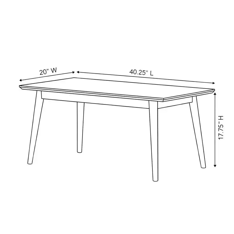 Tavolino da Caffè Moderno di Metà Secolo in Legno Massello di Pino – 101,6 cm L x 50,8 cm P, Design Minimalista