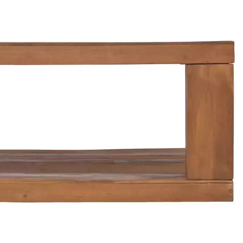 Tavolino da Caffè Rettangolare in Legno Massello di Teak – 90 cm (lunghezza) x 50 cm (larghezza) x 35 cm (altezza) con Ripiano Inferiore