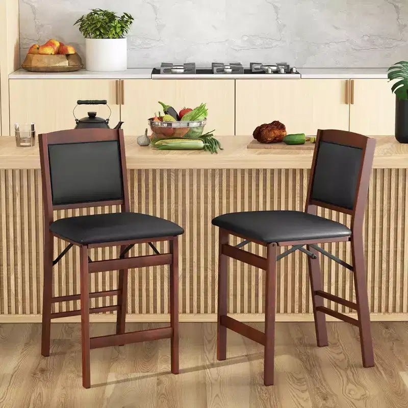 Set di 4 sedie da bancone con gambe in legno di gomma – Sgabelli da bar imbottiti per isola da cucina