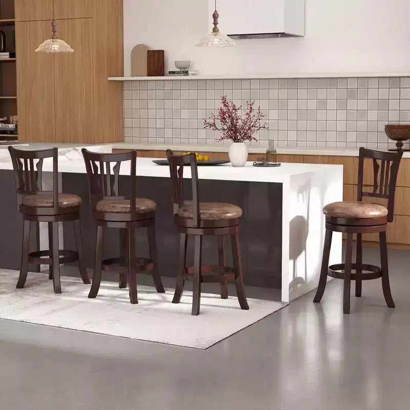 Set di 2 sgabelli da bar girevoli da 66 cm (altezza bancone) – Schienale alto in similpelle, capacità 180 kg