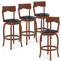 Costway 29 Swivel Bar Stools Set of 4 w/ Rubber Wood Frame Upholstered Seat Footrest