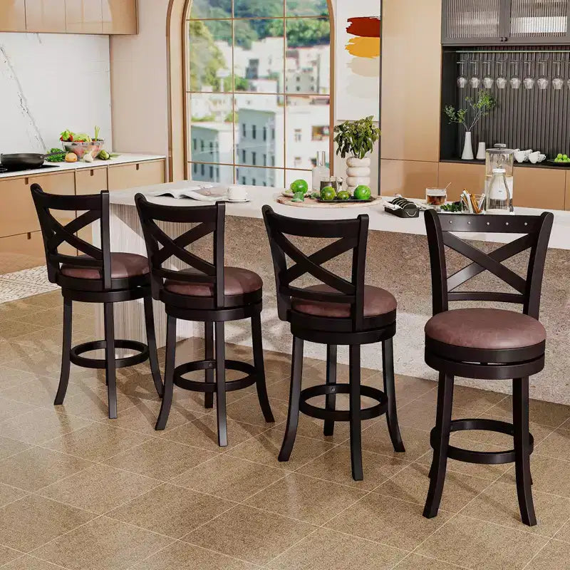 Set di 4 Sgabelli Girevoli da Bar 66 cm – Sgabelli da Bancone ad Altezza Regolabile per Cucina e Bar