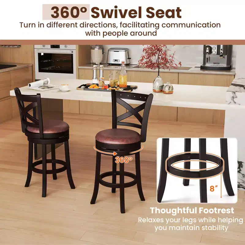 Set di 4 Sgabelli Girevoli da Bar 66 cm – Sgabelli da Bancone ad Altezza Regolabile per Cucina e Bar