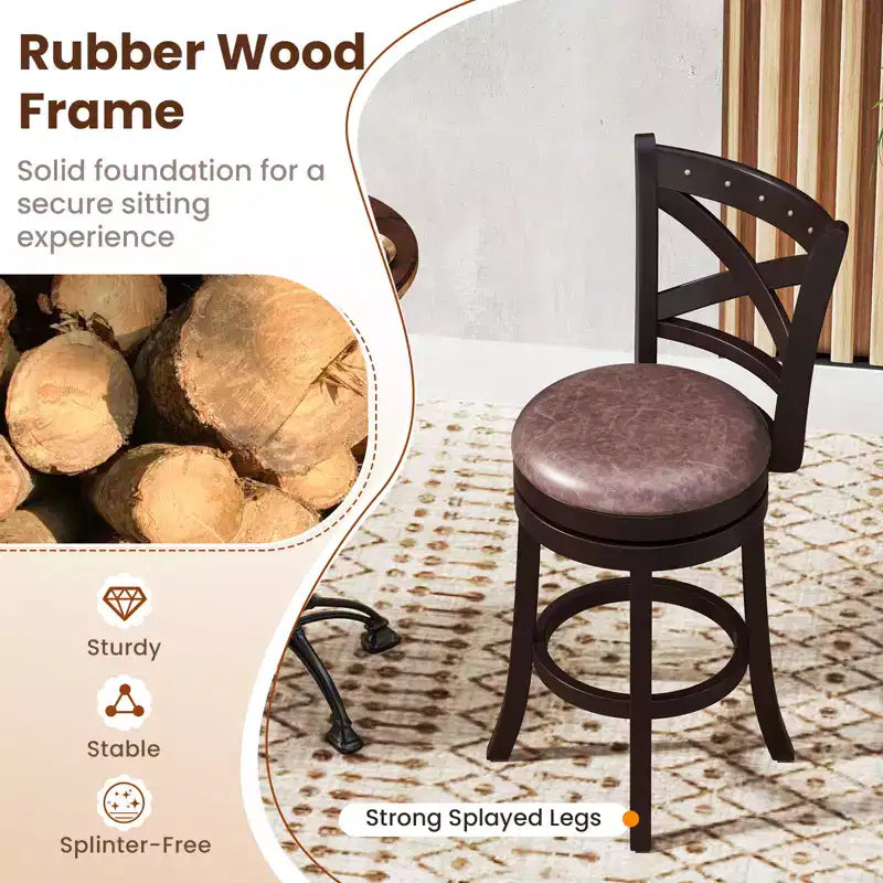 Set di 4 Sgabelli Girevoli da Bar 66 cm – Sgabelli da Bancone ad Altezza Regolabile per Cucina e Bar