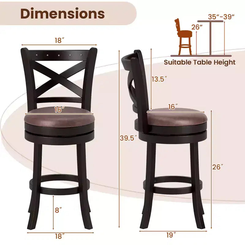 Set di 4 Sgabelli Girevoli da Bar 66 cm – Sgabelli da Bancone ad Altezza Regolabile per Cucina e Bar