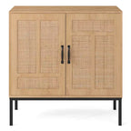 Credenza a 2 ante in rattan con ripiano regolabile – Stile Boho, capacità 113 kg