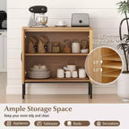 Credenza a 2 ante in rattan con ripiano regolabile – Stile Boho, capacità 113 kg