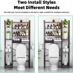 8 ripiani sopra il WC con cestello laterale, cestello di scarico con ripiano regolabile, organizer autoportante per il bagno e il balcone