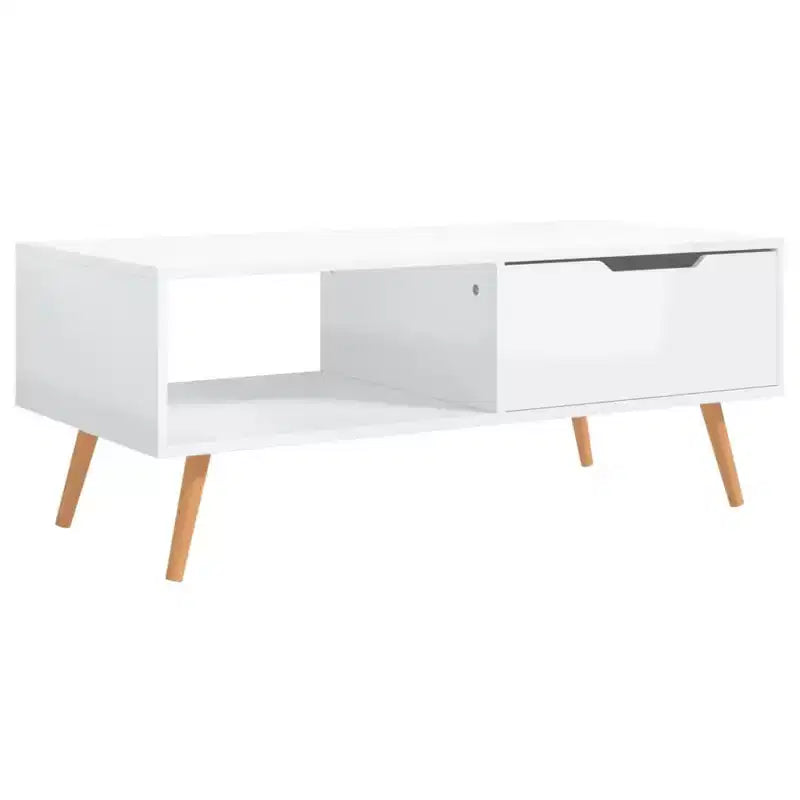 Tavolino da caffè moderno in legno ingegnerizzato bianco – Tavolino da salotto minimalista