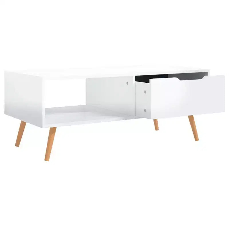 Tavolino da caffè moderno in legno ingegnerizzato bianco – Tavolino da salotto minimalista