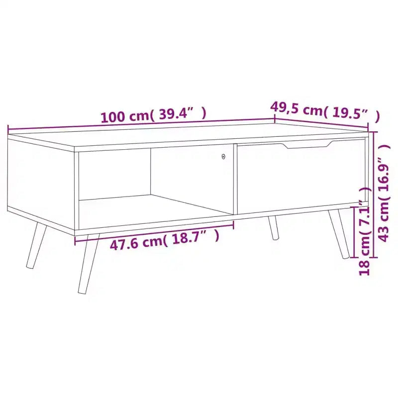 Tavolino da caffè moderno in legno ingegnerizzato bianco – Tavolino da salotto minimalista