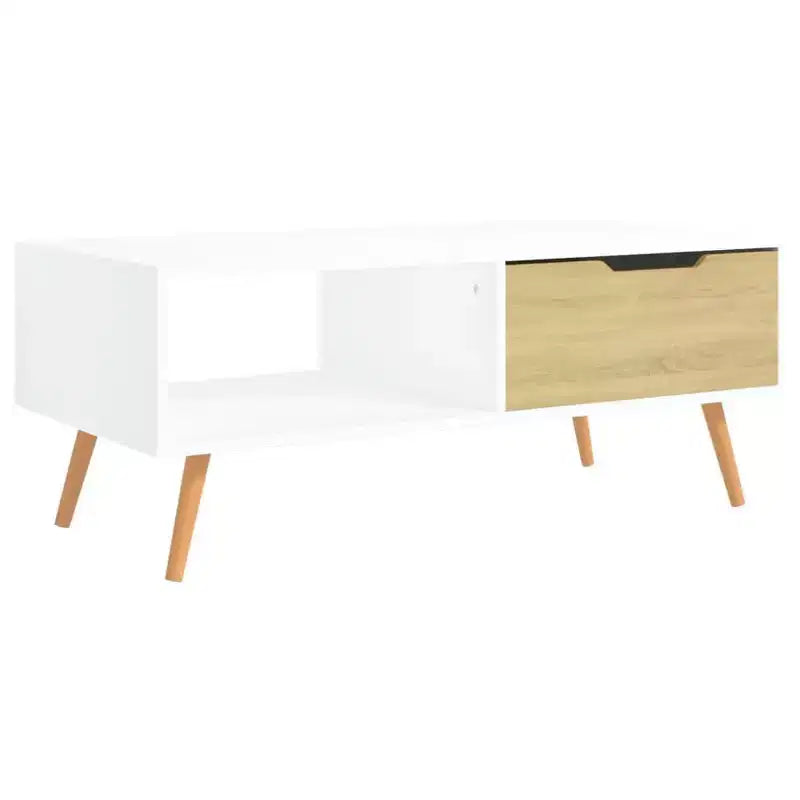 Tavolino da caffè moderno in legno ingegnerizzato bianco – Tavolino da salotto minimalista