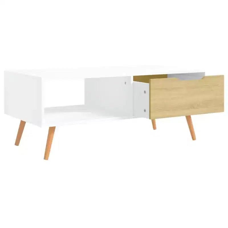 Tavolino da caffè moderno in legno ingegnerizzato bianco – Tavolino da salotto minimalista